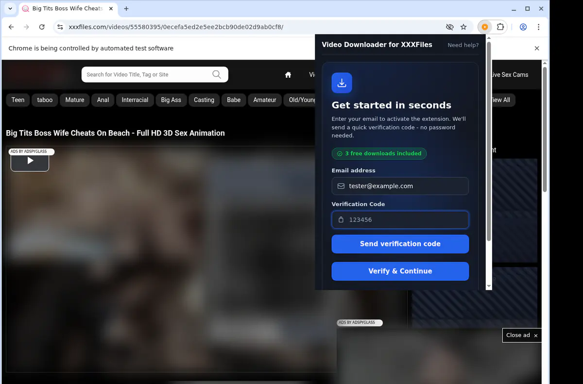 Xxxfiles Video Downloader browser extension screenshot 4